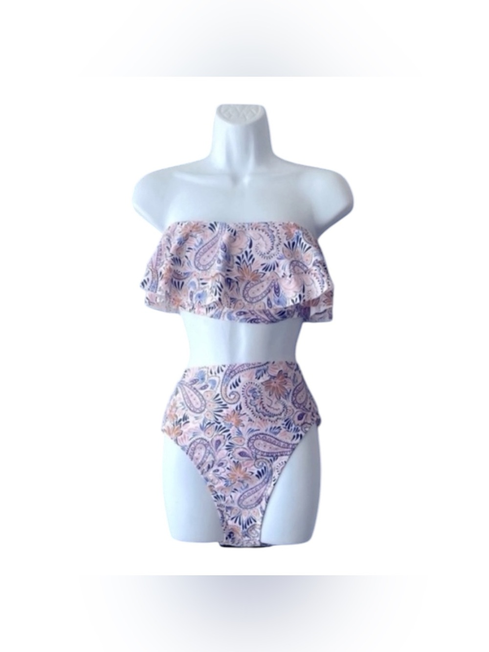 Kona Sol Paisley Ruffle Bikini - Pink and Purple